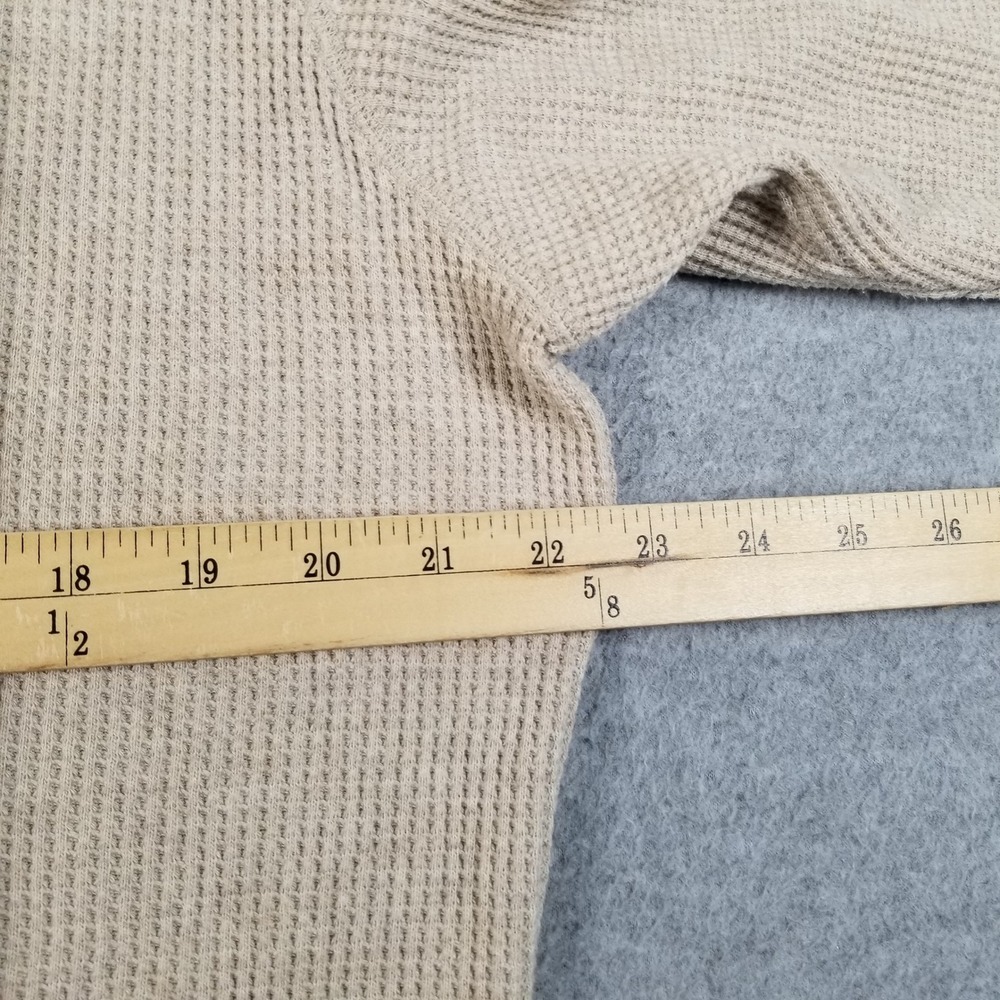 Uniqlo Waffle Knit Shirt Men M Medium Beige Thermal Long Sleeve Crew Neck Casual - Picture 10 of 10